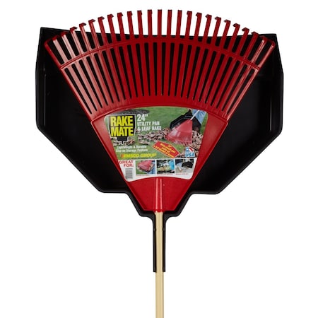 Emsco Group 25 in Polyethylene Poly Rake Mate Leaf Rake, 48 in L Wood Handle 90243-1